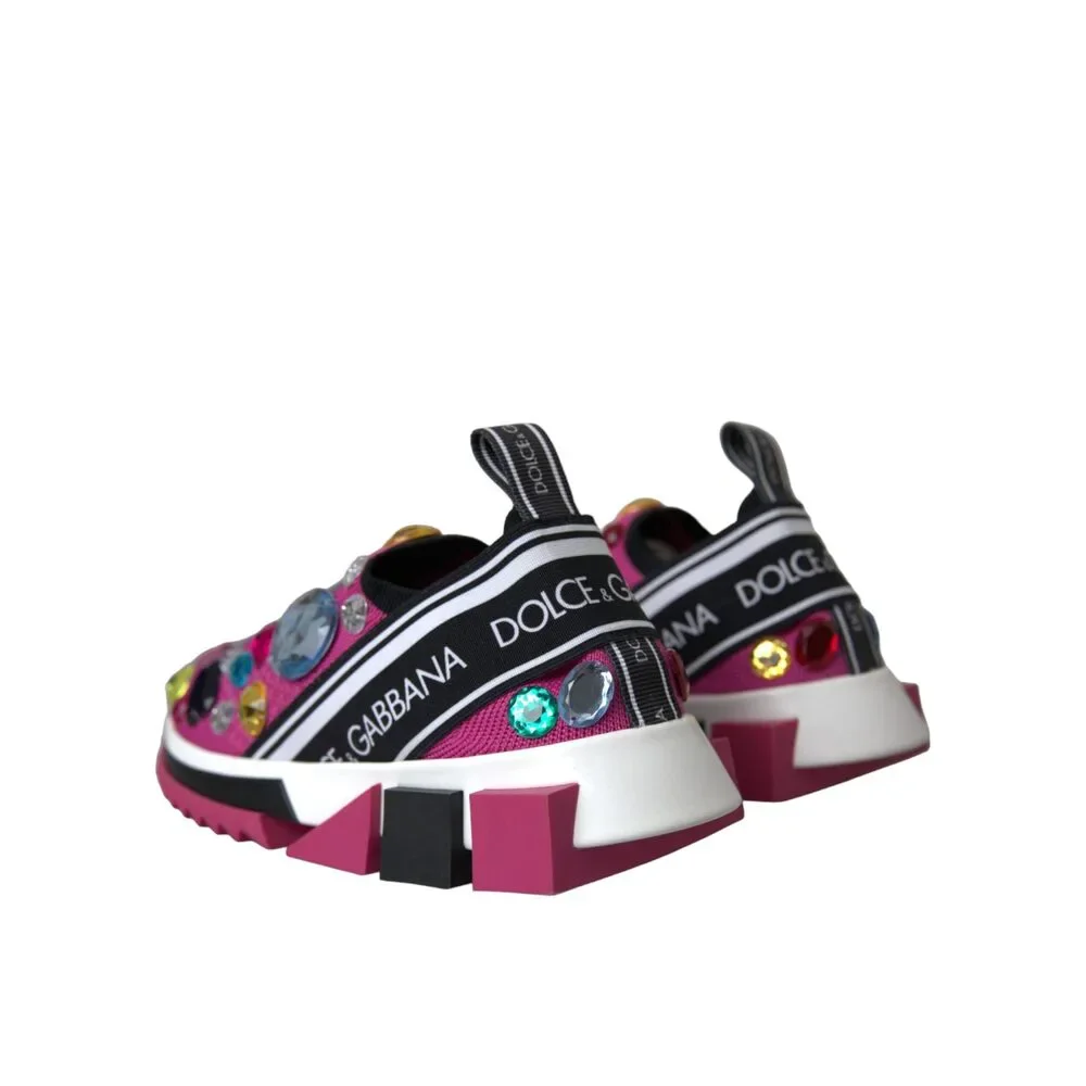 Dolce & Gabbana Pink Sorrento Crystals Sneakers Shoes - Picture 4 of 9